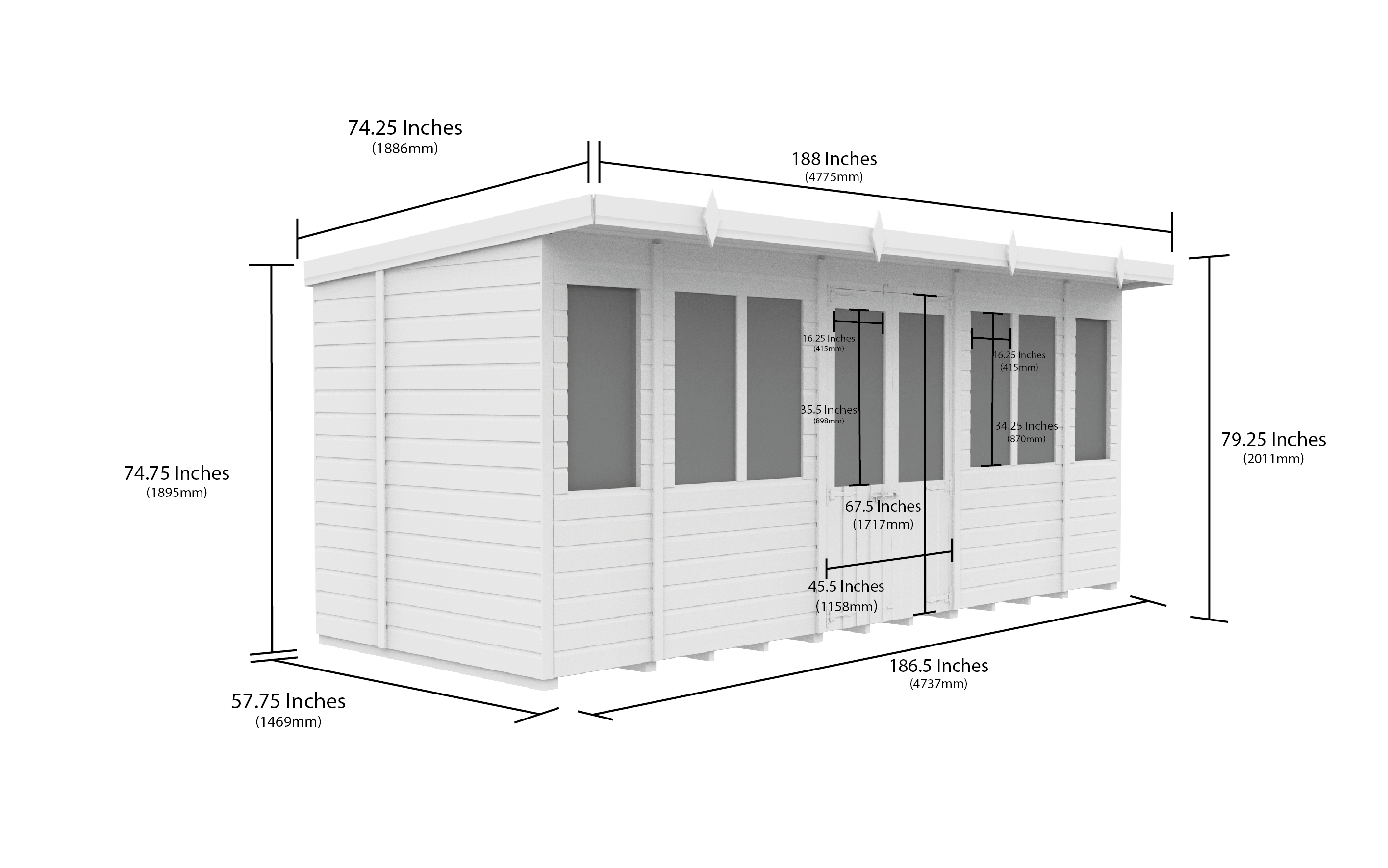 16 x 5 Pent Summer House