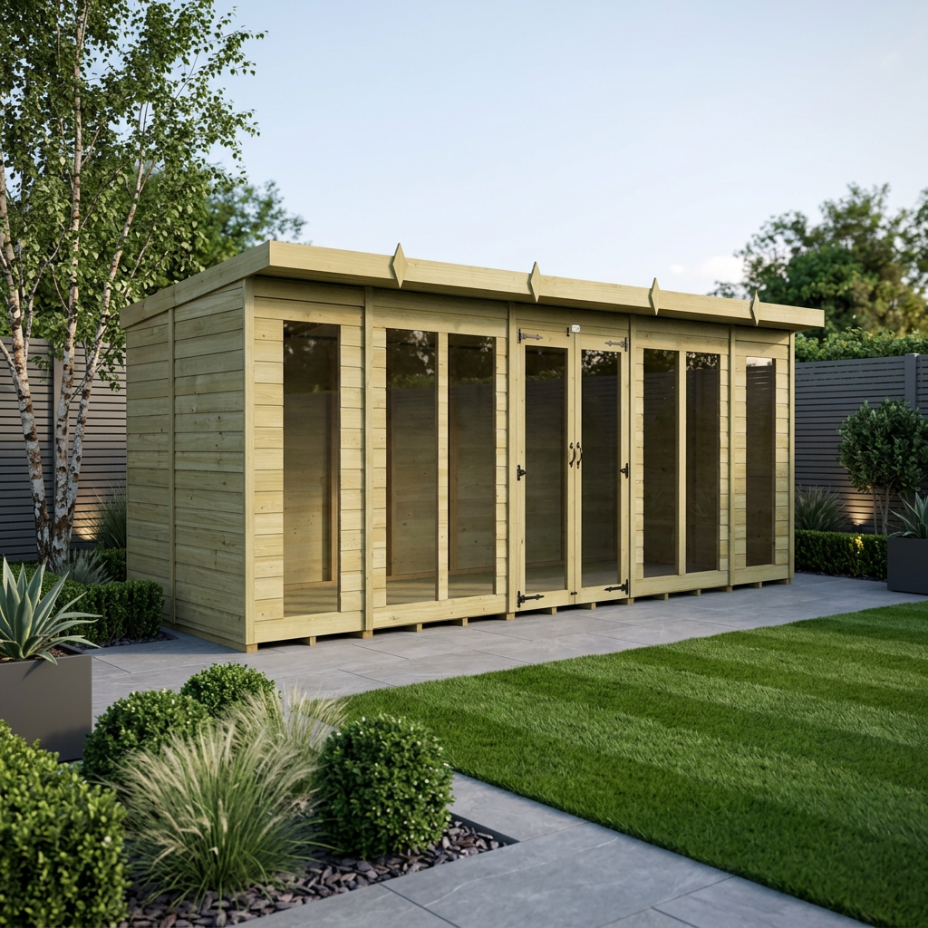 18 x 7 Pent Summer House (Full Height Window)