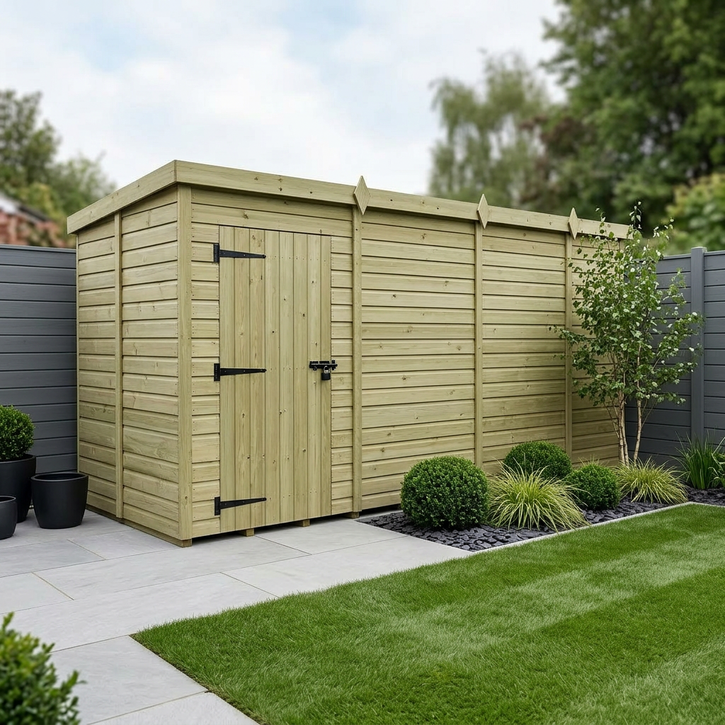 13 x 5 Pent Shed (Single Door, No Windows)