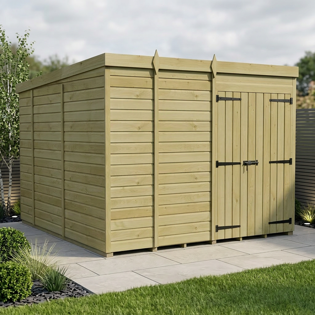 9 x 10 Pent Shed (Double Door, No Windows)