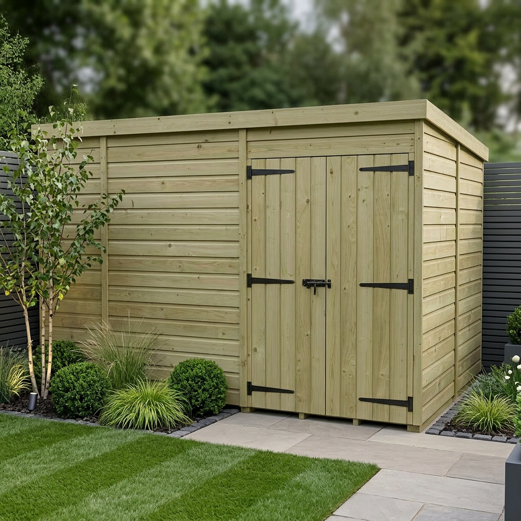 10 x 7 Pent Shed (Double Door, No Windows)