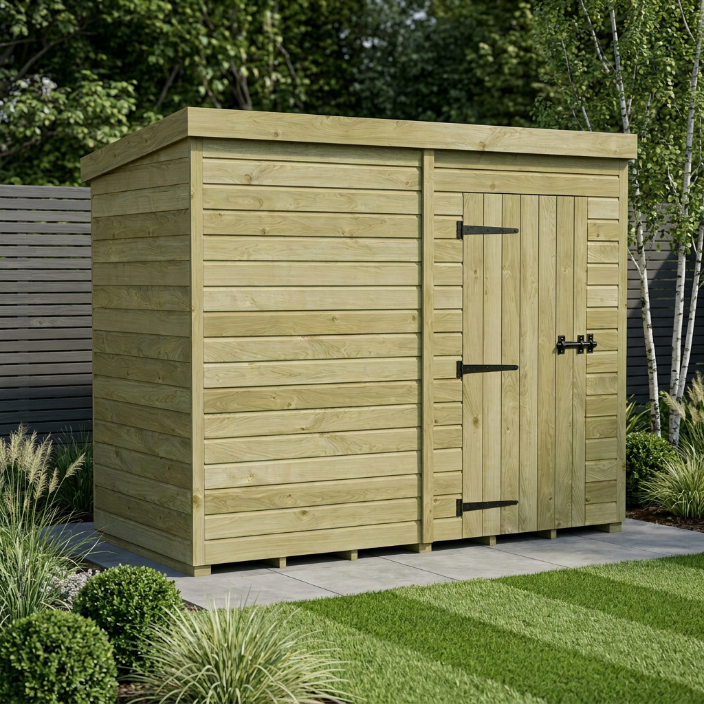 8 x 4 Pent Shed (Single Door, No Windows)