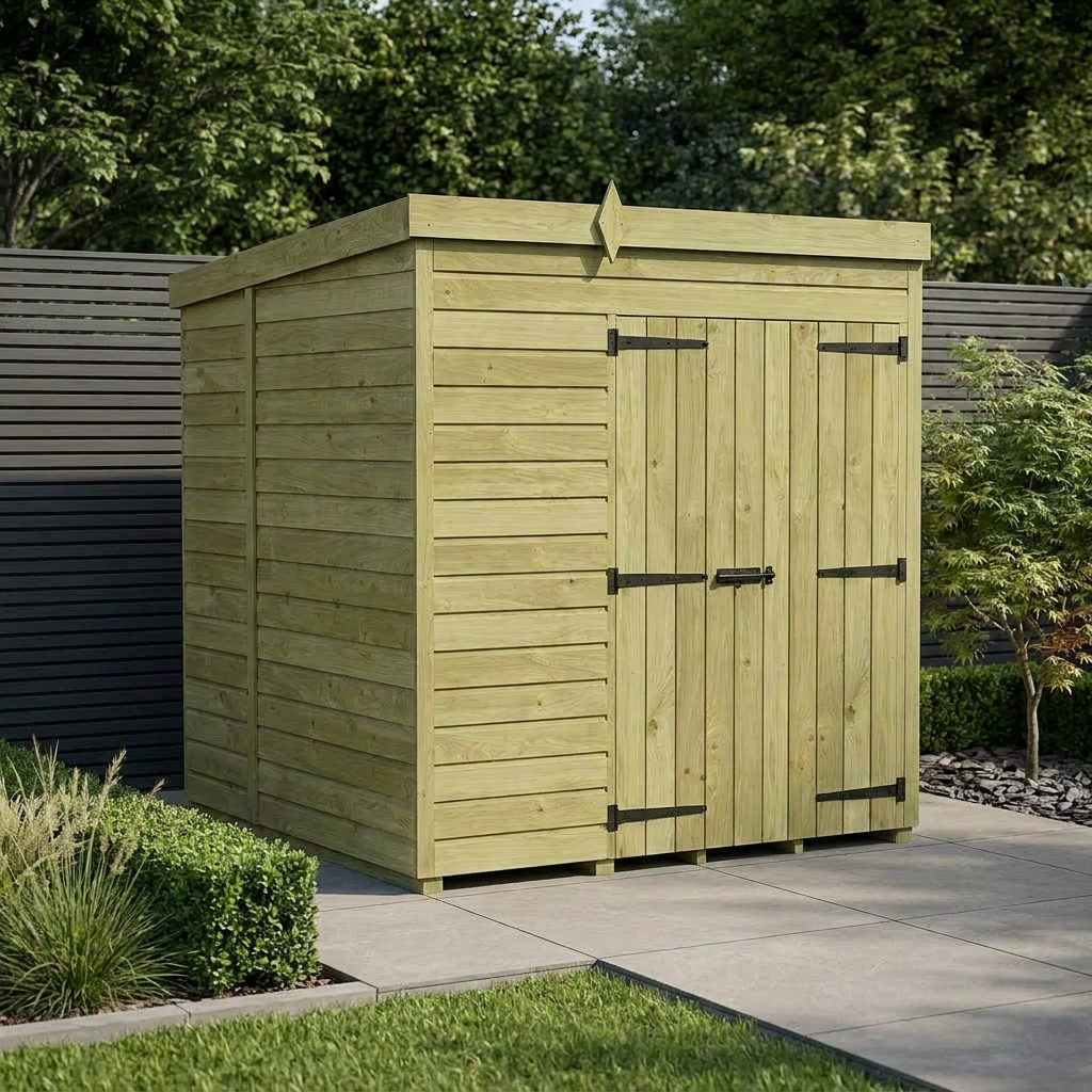 6 x 5 Pent Shed (Double Door, No Windows)