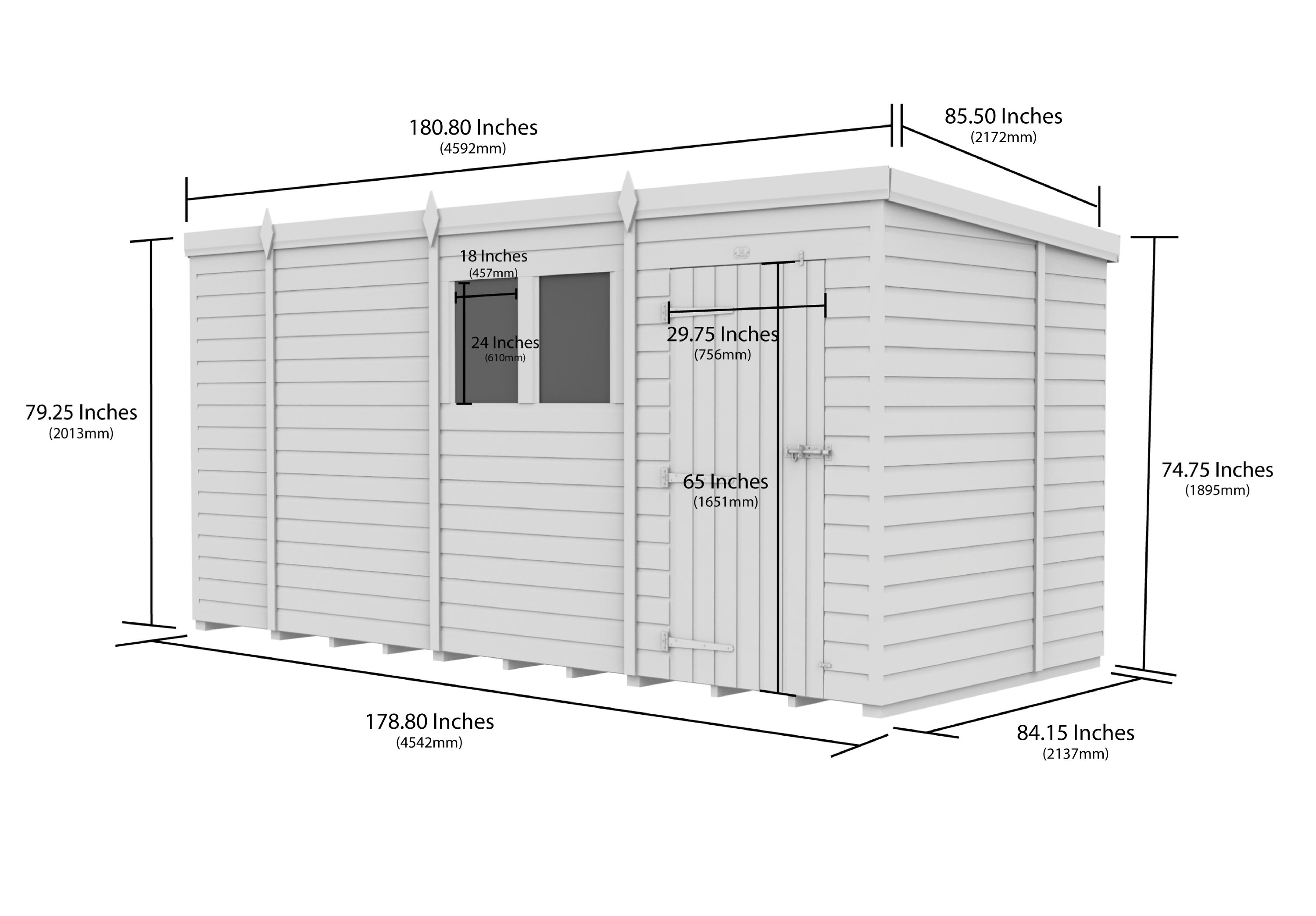 15 x 7 Security Pent Shed