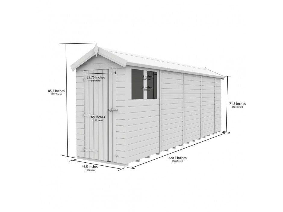 4 x 19 Apex Shed (Single Door, With Windows)