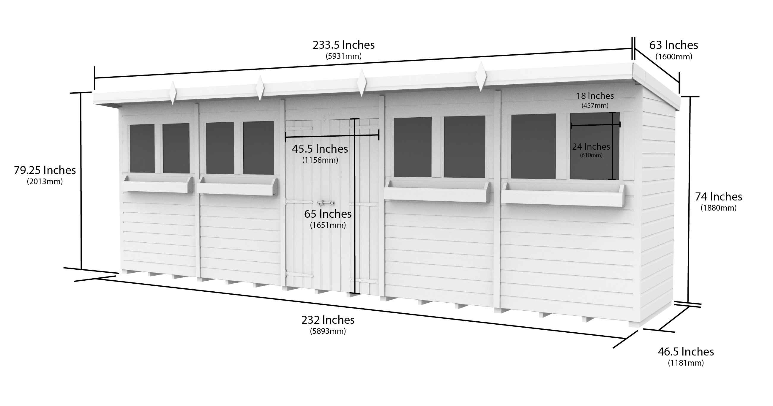 20 x 4 Pent Summer Shed