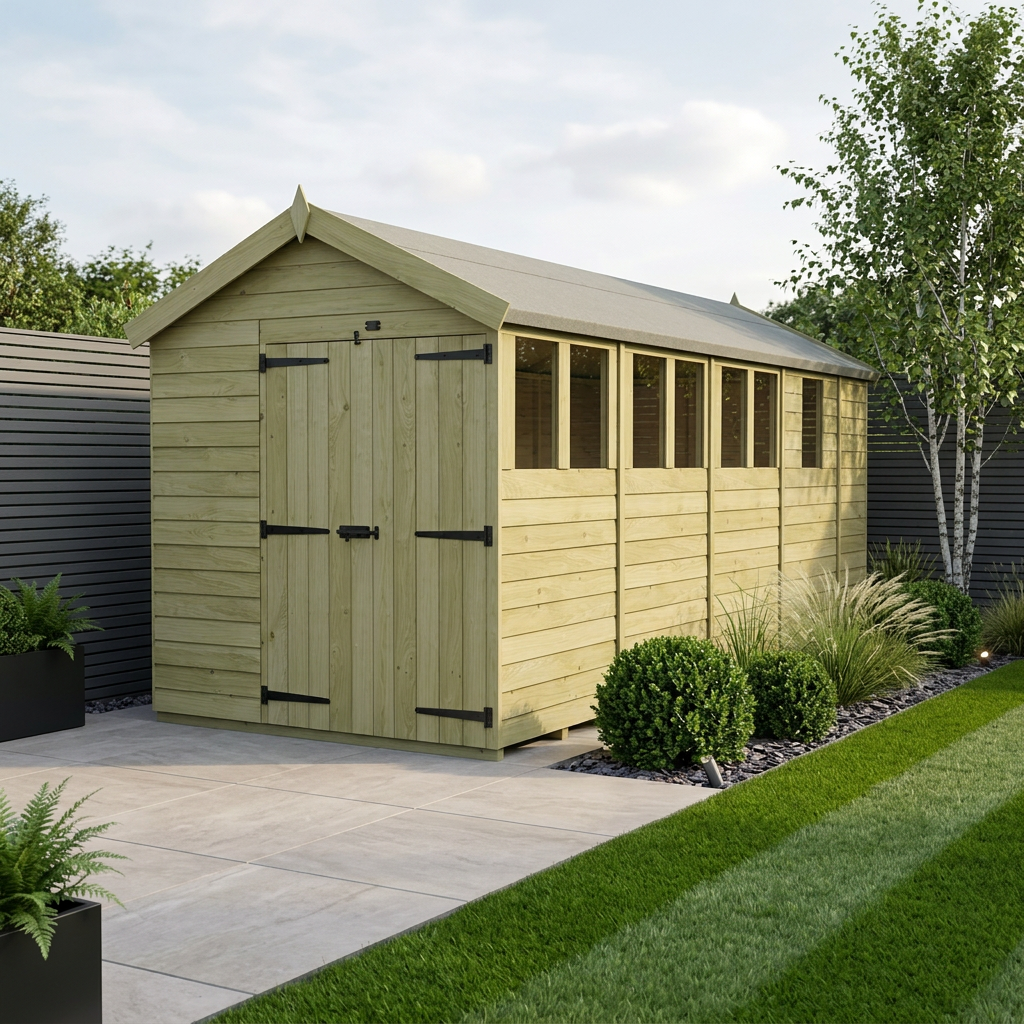 6 x 17 Apex Shed (Double Door, With Windows)
