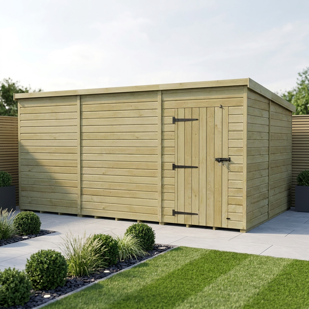 17 x 10 Pent Shed (Single Door, No Windows)