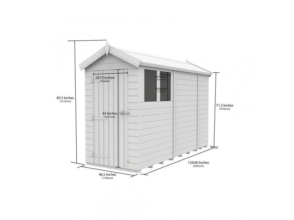 4 x 11 Apex Shed (Double Door, With Windows)