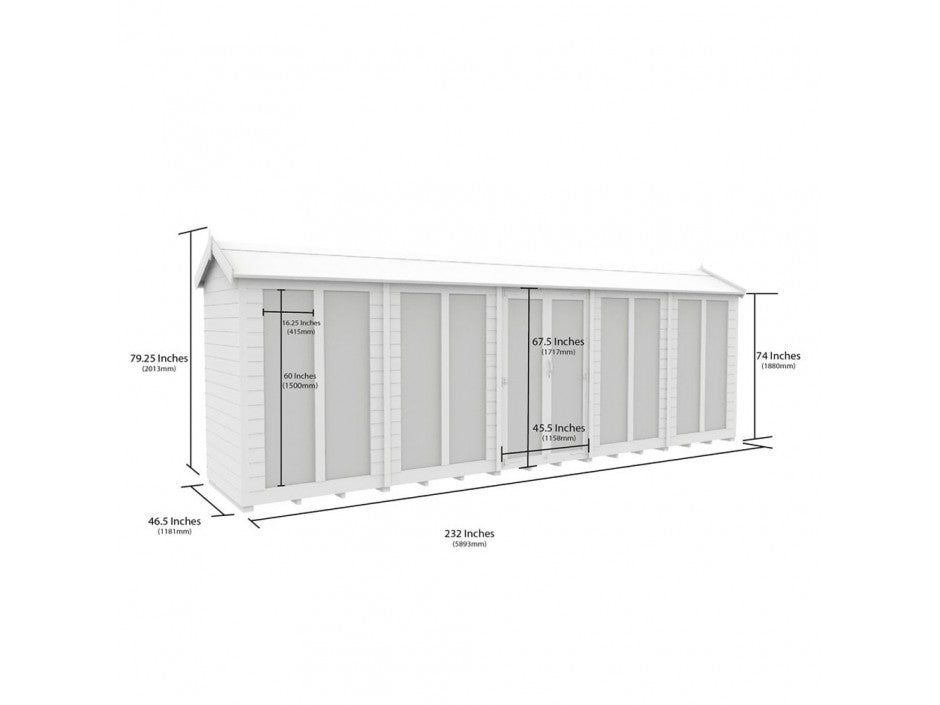 20 x 4 Apex Summer House (Full Height Window)