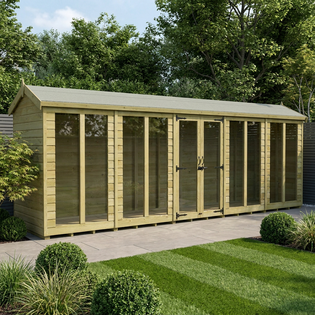 20 x 4 Apex Summer House (Full Height Window)