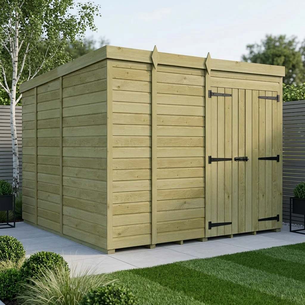 9 x 9 Pent Shed (Double Door, No Windows)