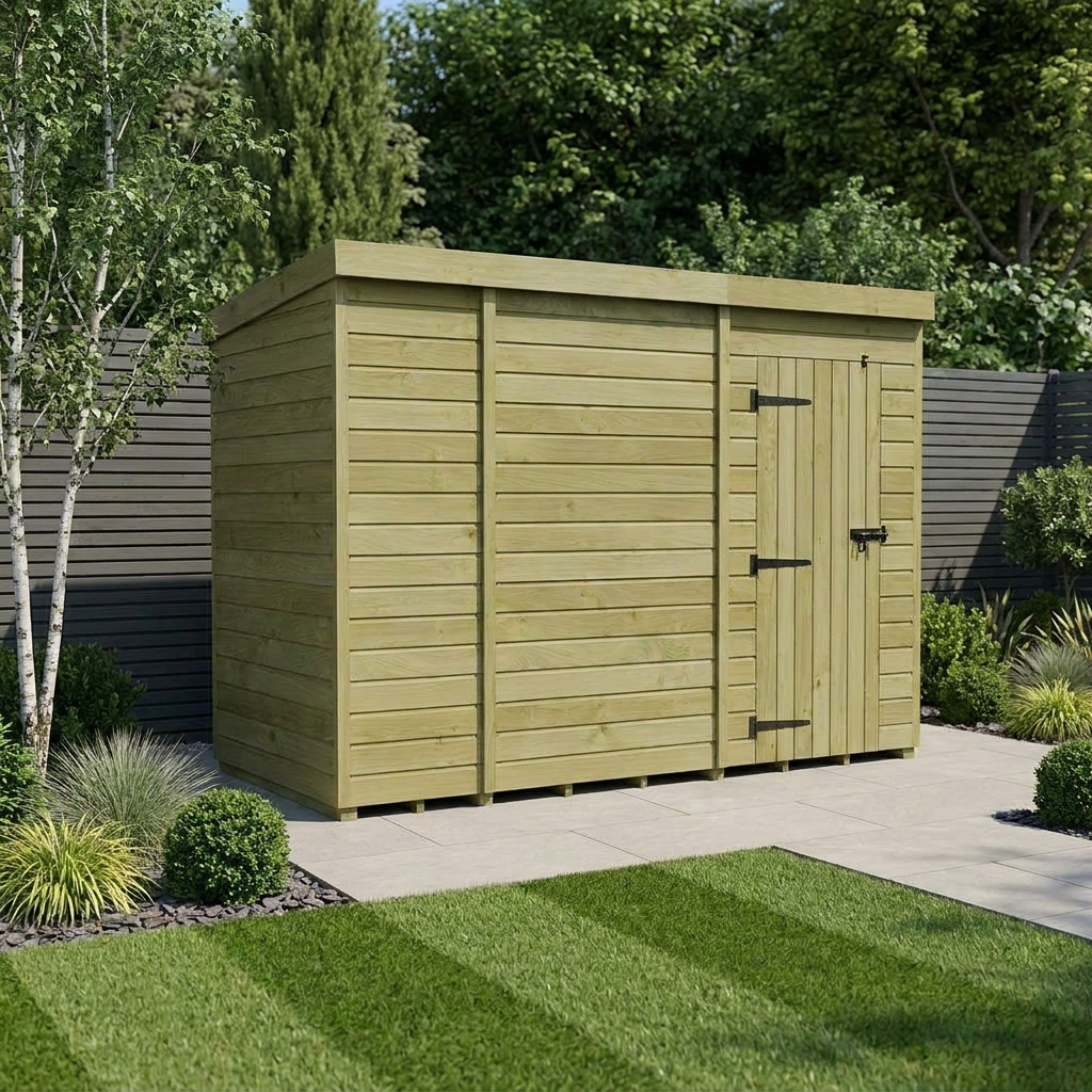 10 x 4 Pent Shed (Single Door, No Windows)