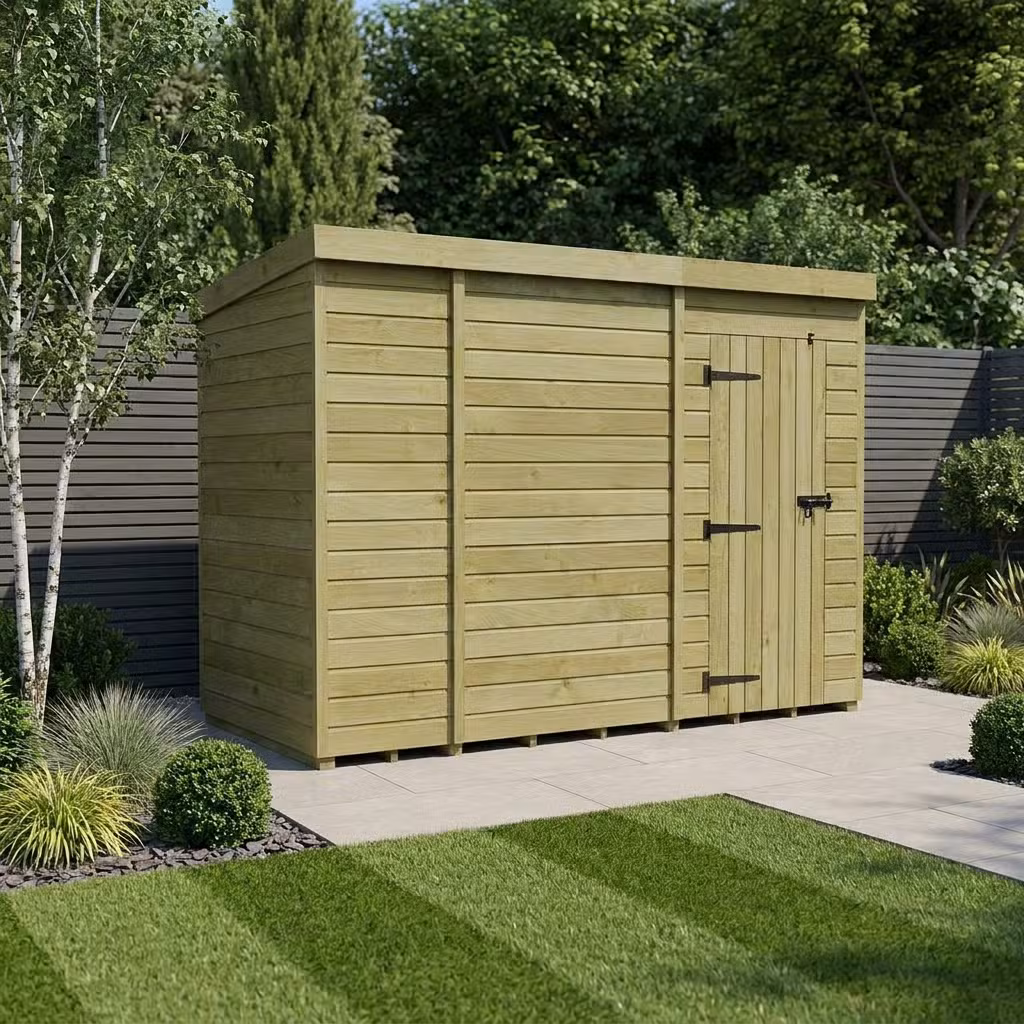 10 x 4 Pent Shed (Single Door, No Windows)