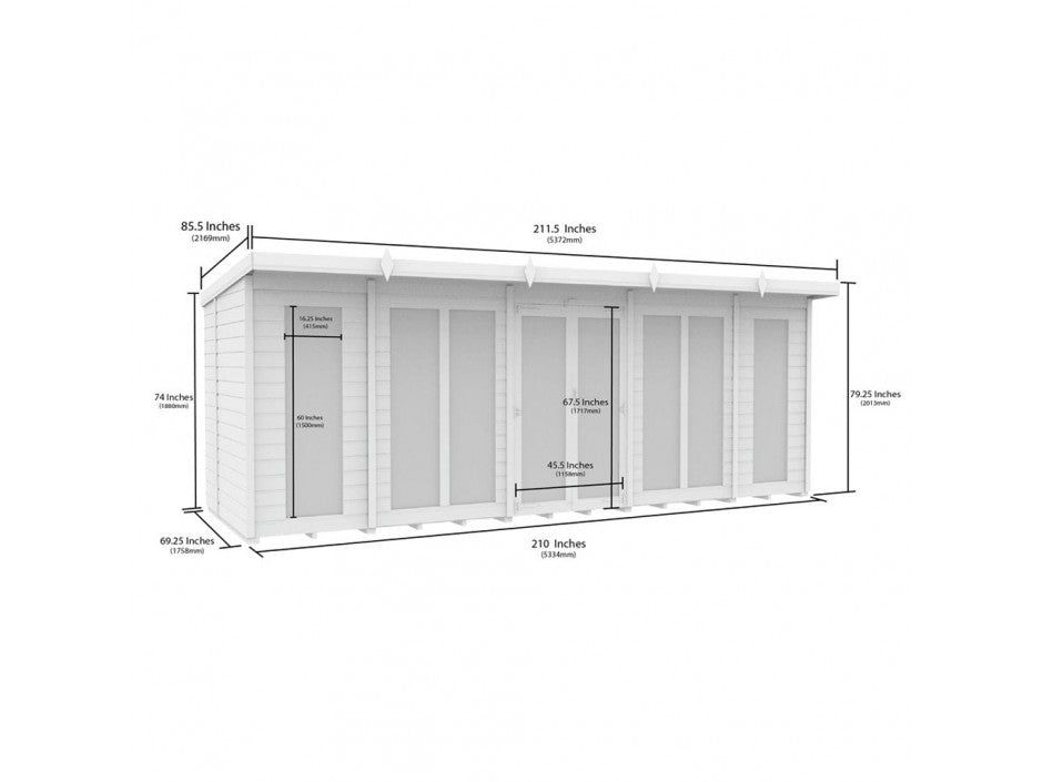 18 x 6 Pent Summer House (Full Height Window)