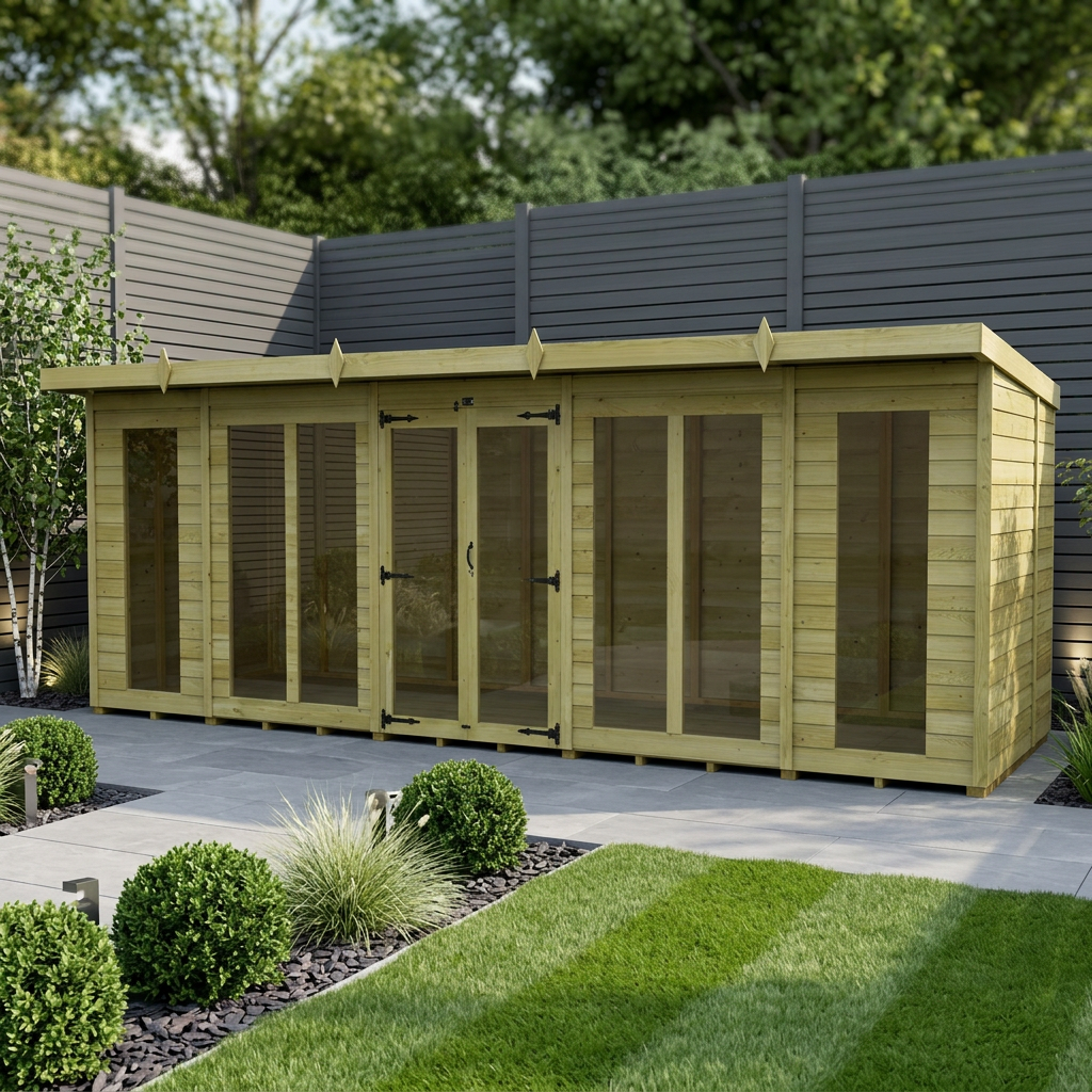 18 x 6 Pent Summer House (Full Height Window)