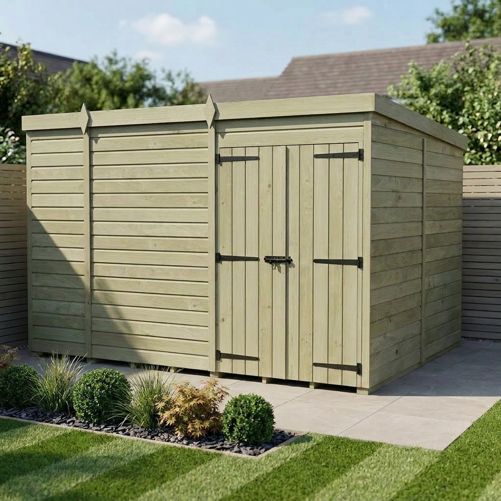 9 x 8 Pent Shed (Double Door, No Windows)