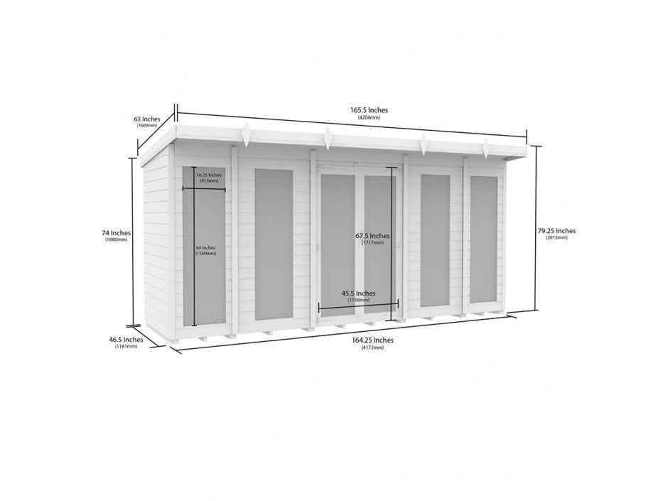 14 x 4 Pent Summer House (Full Height Window)