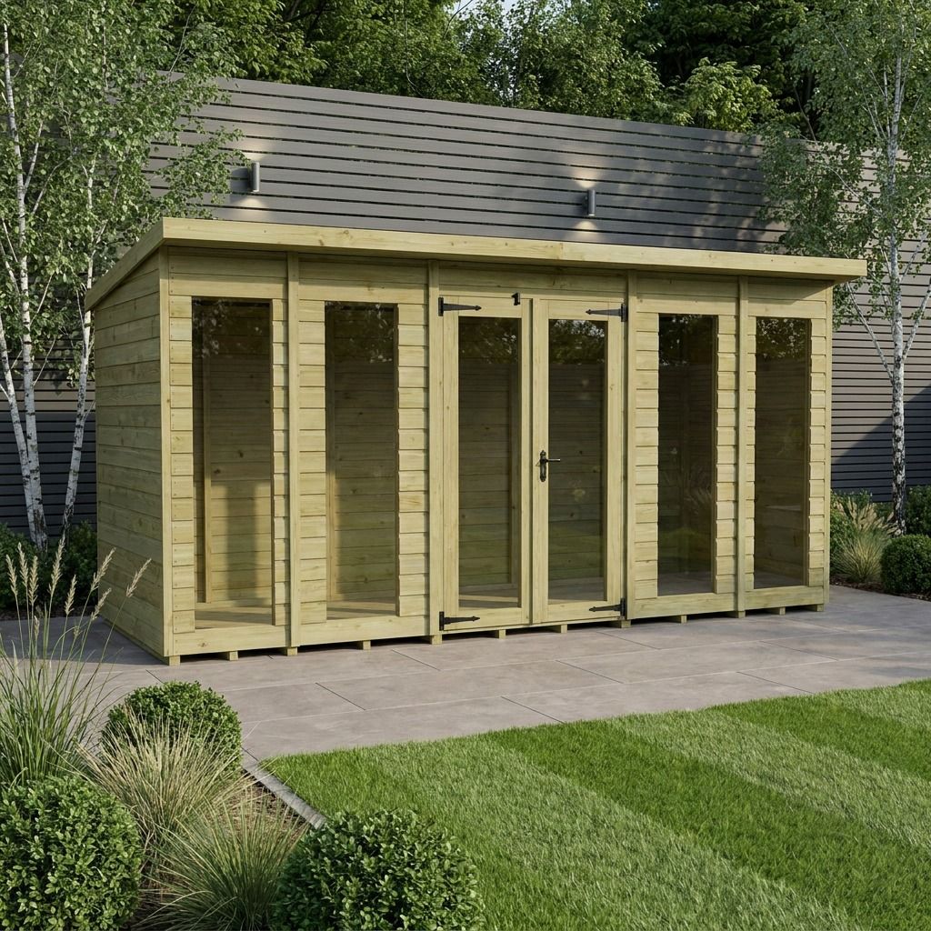 14 x 4 Pent Summer House (Full Height Window)