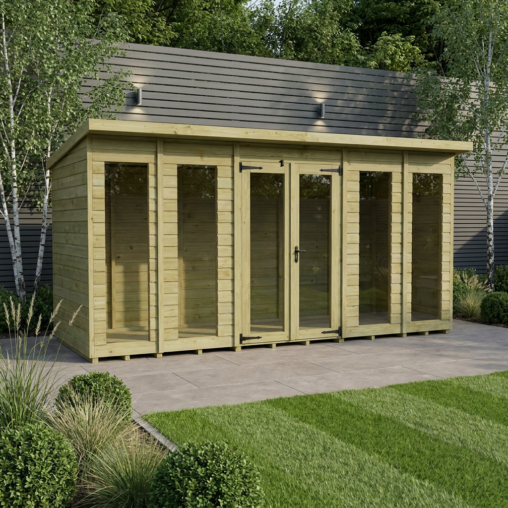 14 x 4 Pent Summer House (Full Height Window)