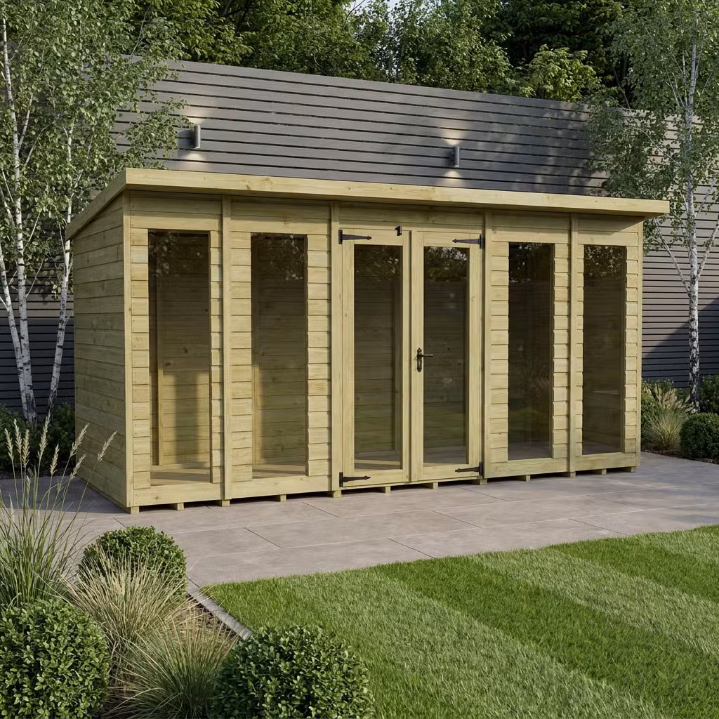 14 x 4 Pent Summer House (Full Height Window)