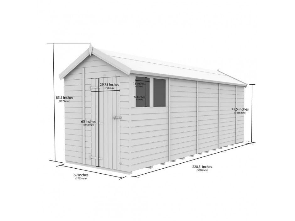 6 x 19 Apex Shed (Double Door, With Windows)