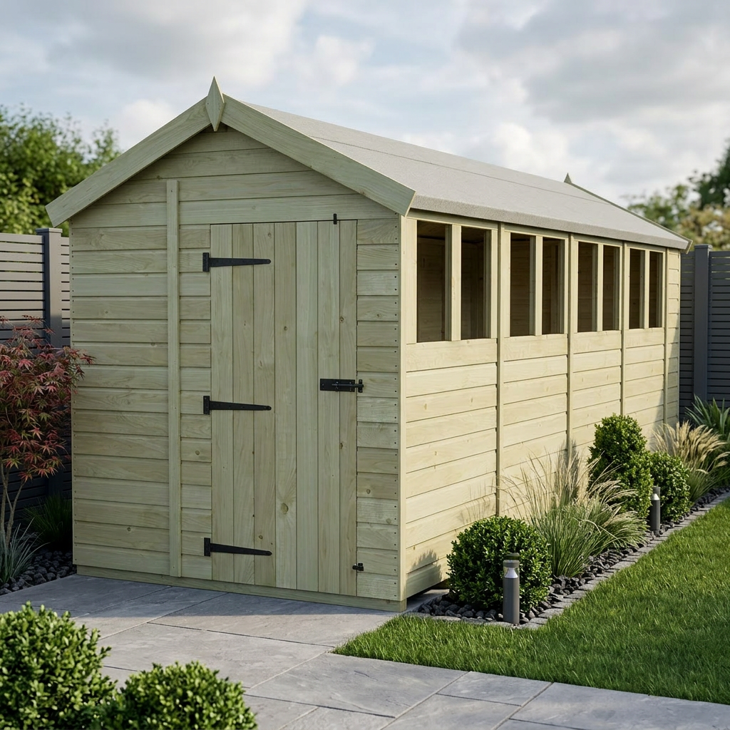 6 x 19 Apex Shed (Single Door, With Windows)