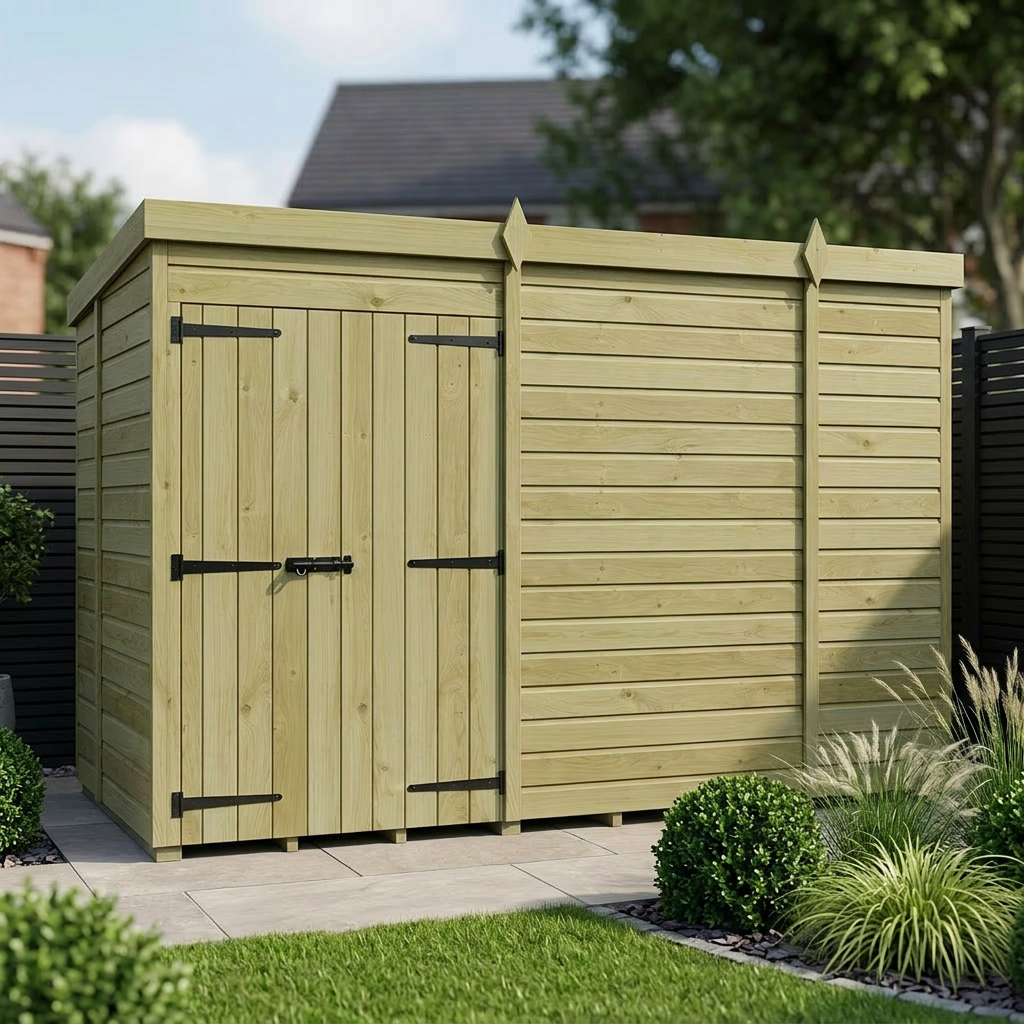 10 x 5 Pent Shed (Double Door, No Windows)