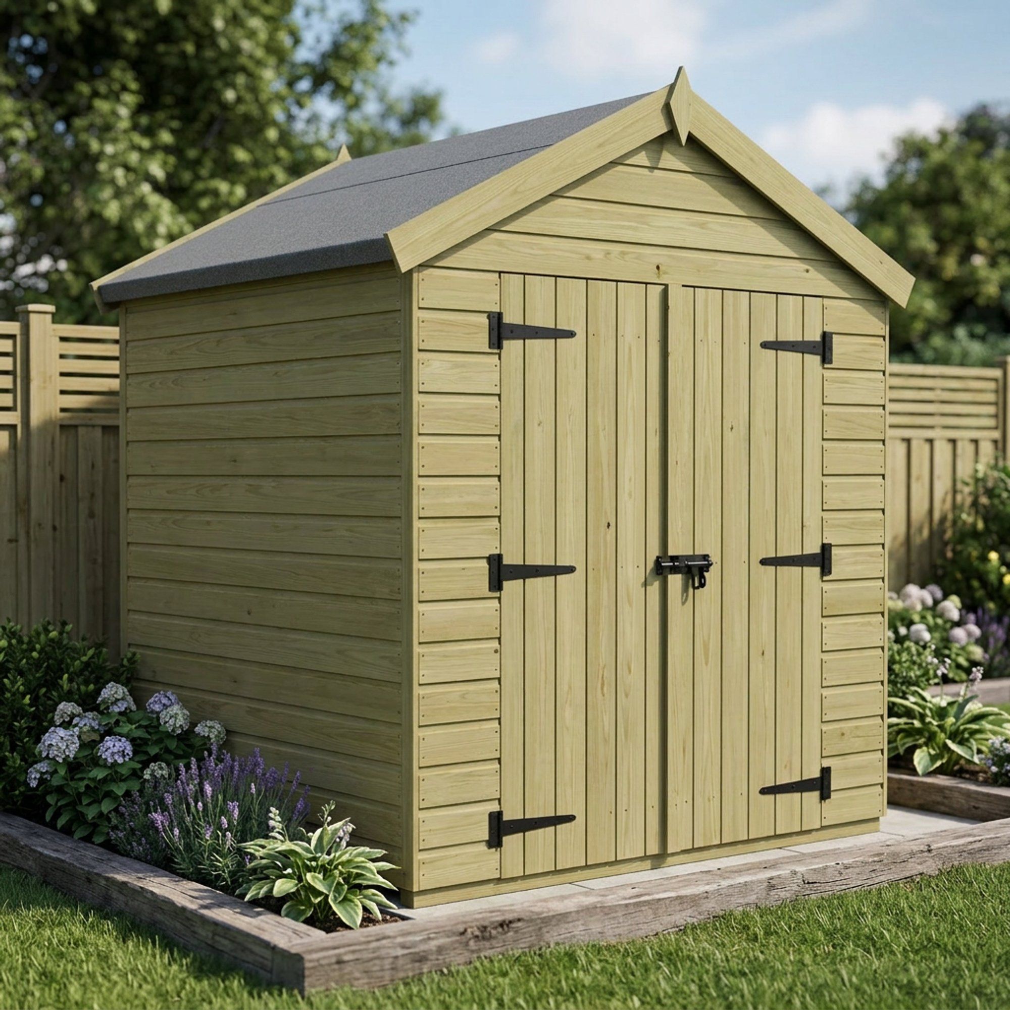 7 x 4 Apex Shed (Double Door, No Windows)