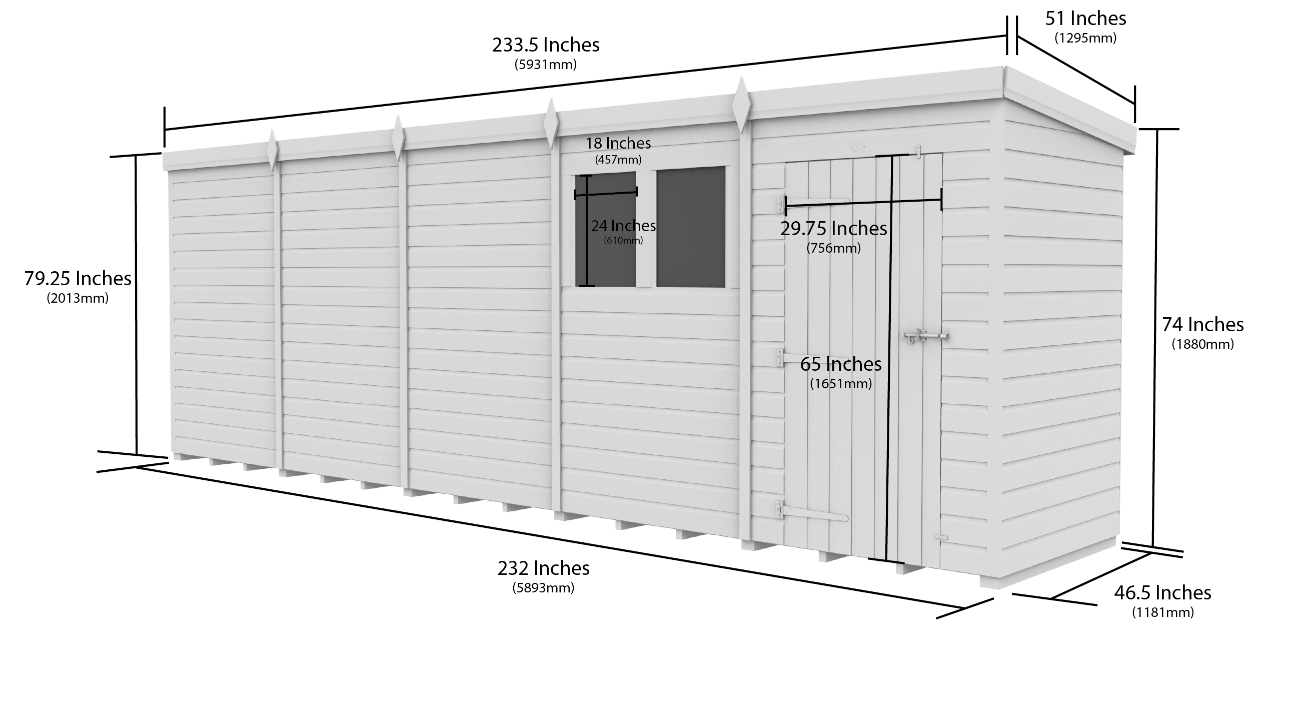 20 x 4 Security Pent Shed