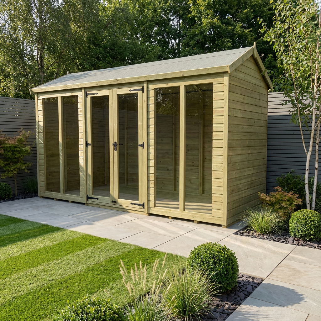 12 x 4 Apex Summer House (Full Height Window)