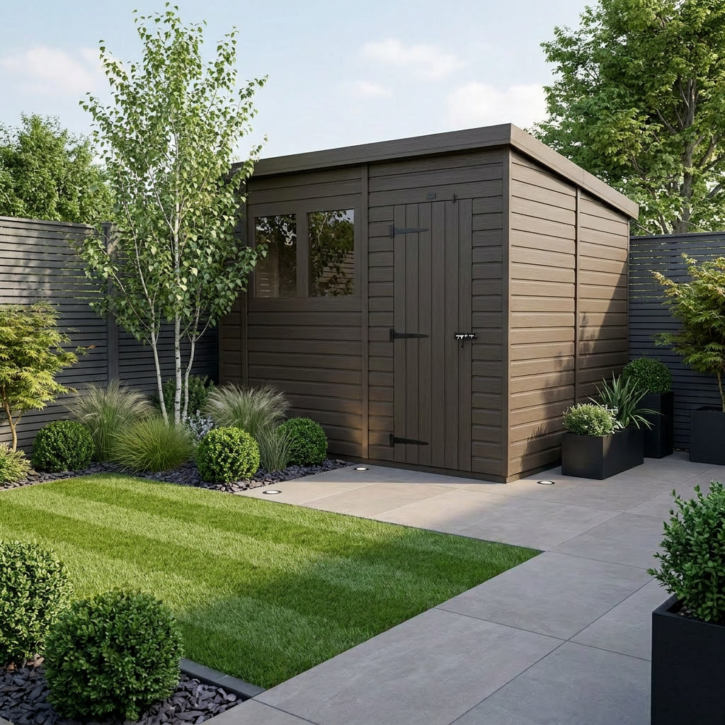 10x10 Pent Composite Shed (Single Door, With Windows)