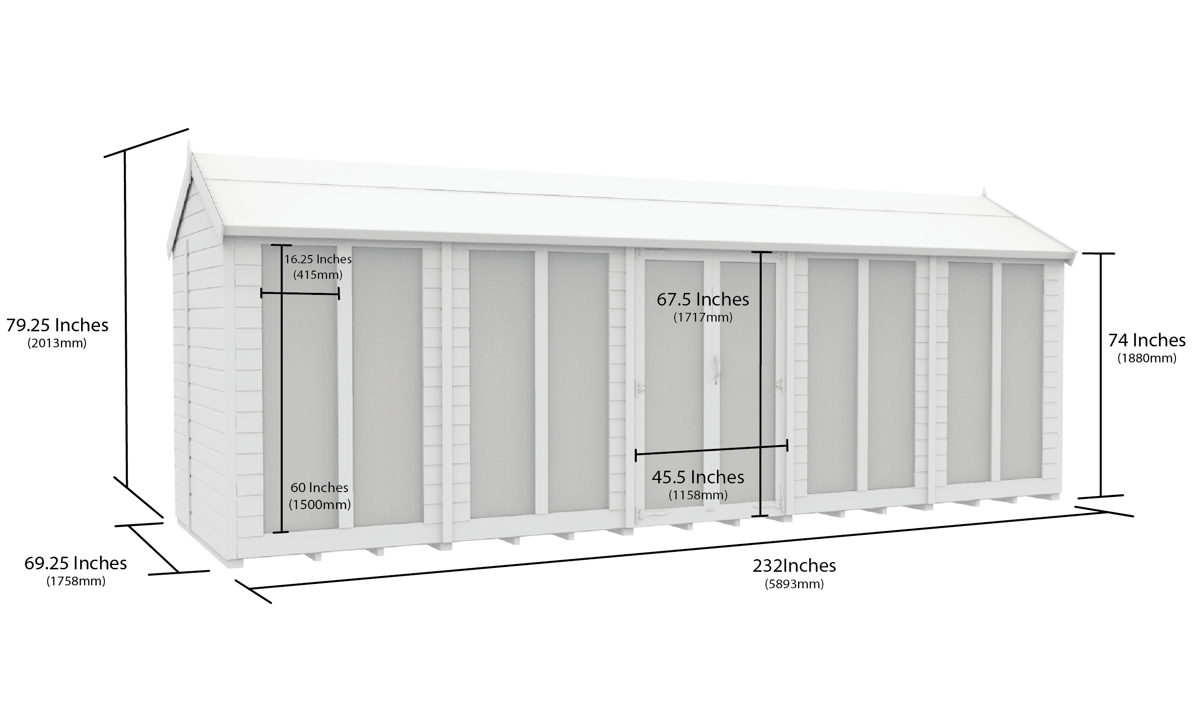 20 x 6 Apex Summer House (Full Height Window)