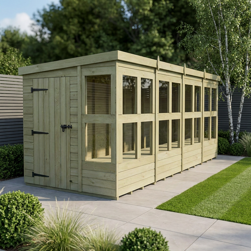 6 x 18 Pent Potting Shed