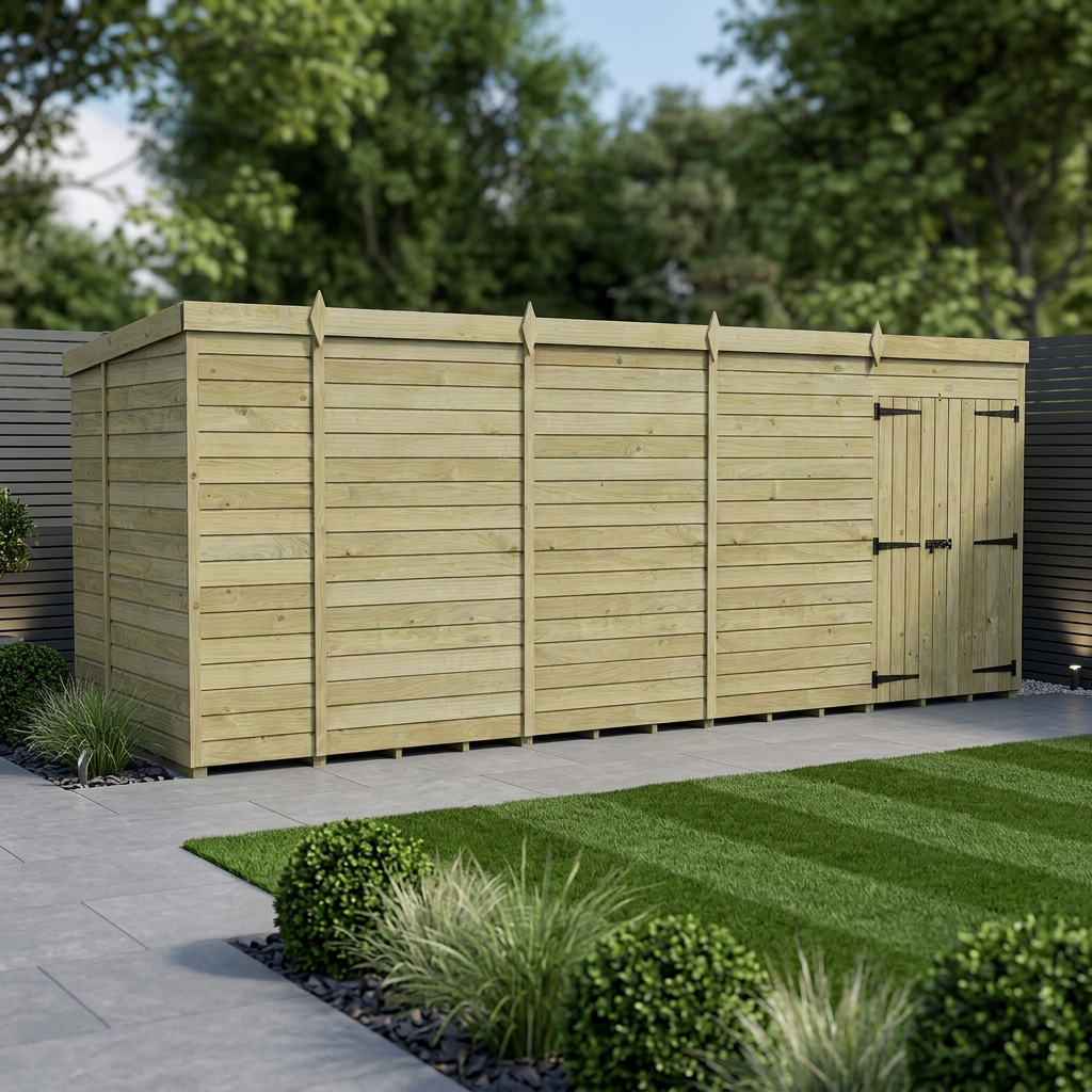 18 x 5 Pent Shed (Double Door, No Windows)