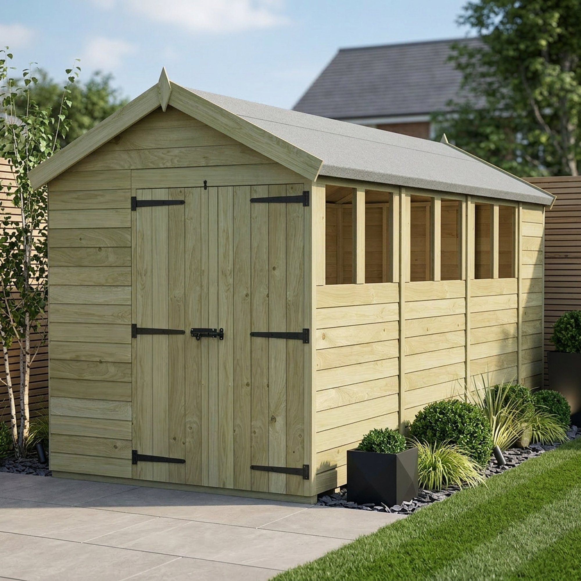 6 x 14 Apex Shed (Double Door, With Windows)