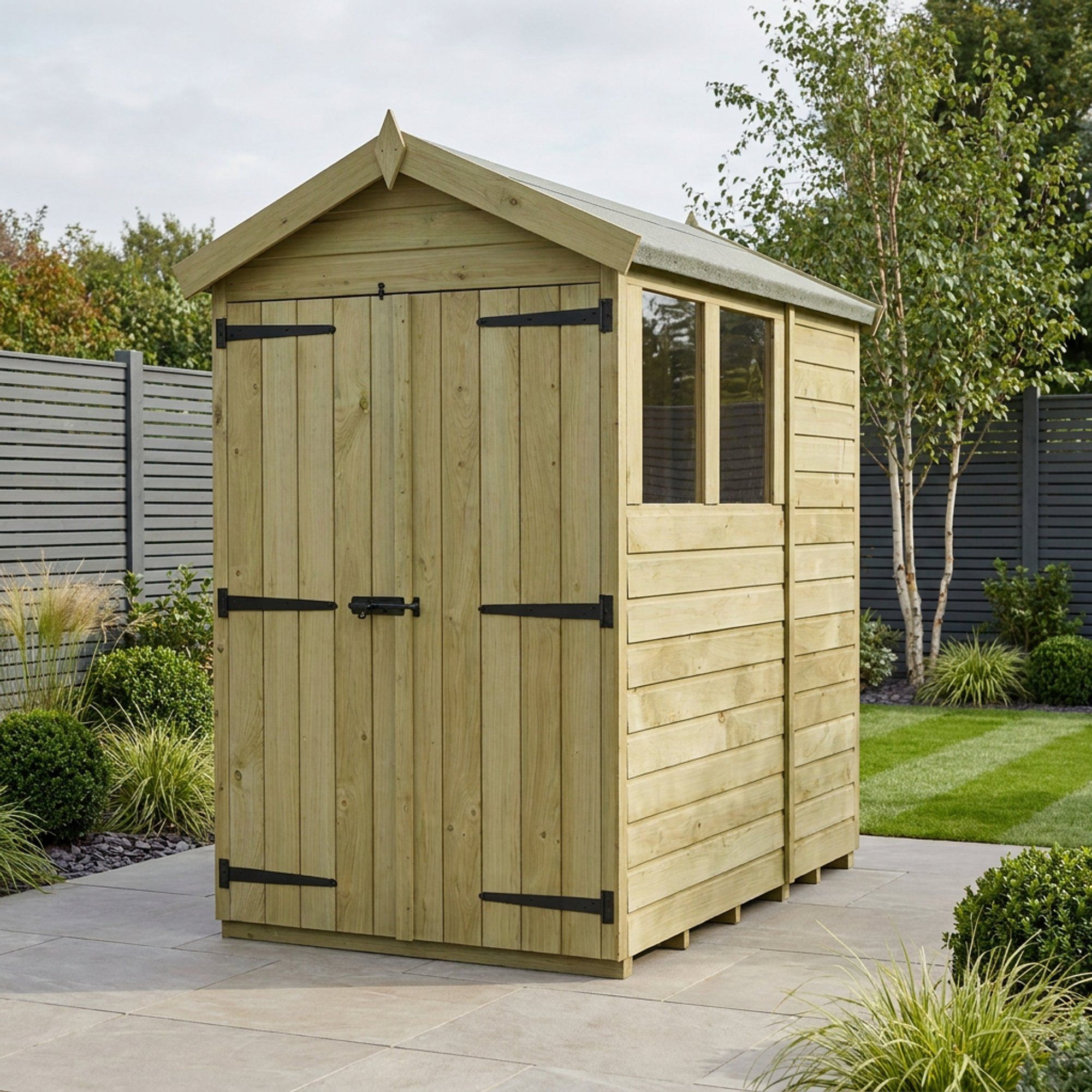 4 x 7 Apex Shed (Double Door, With Windows)