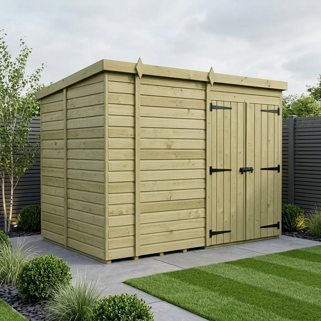 9 x 6 Pent Shed (Double Door, No Windows)