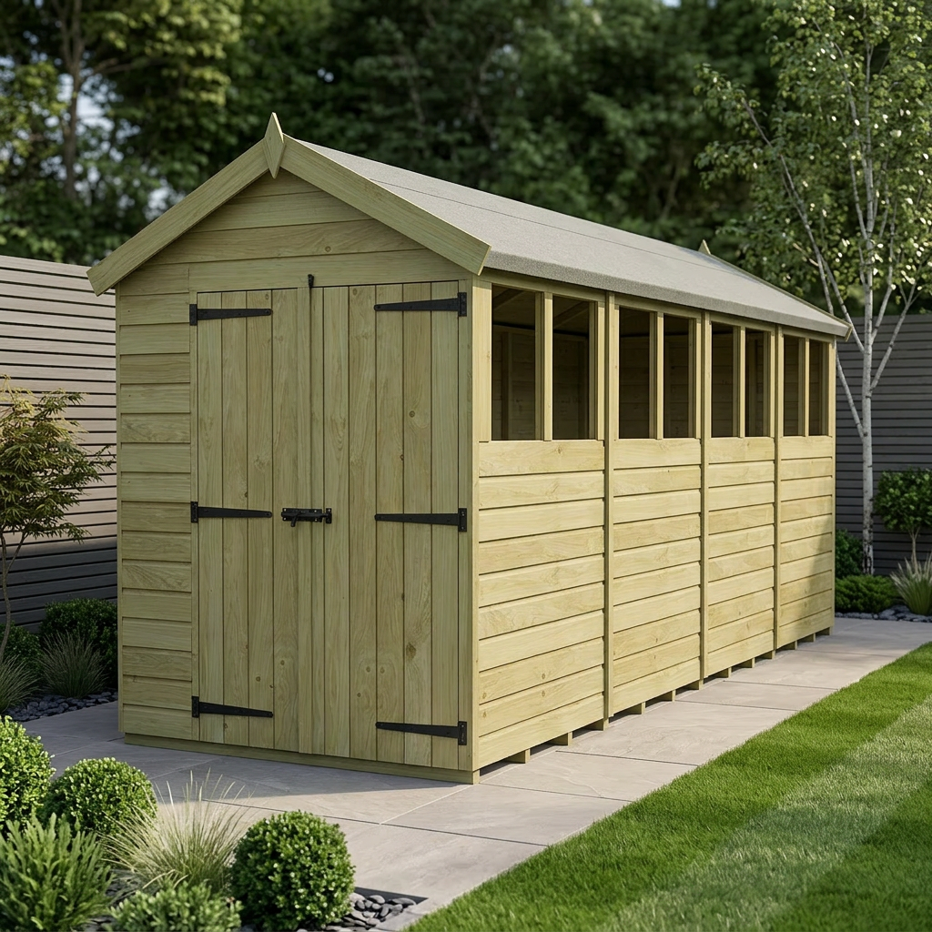 7 x 20 Apex Shed (Double Door, With Windows)