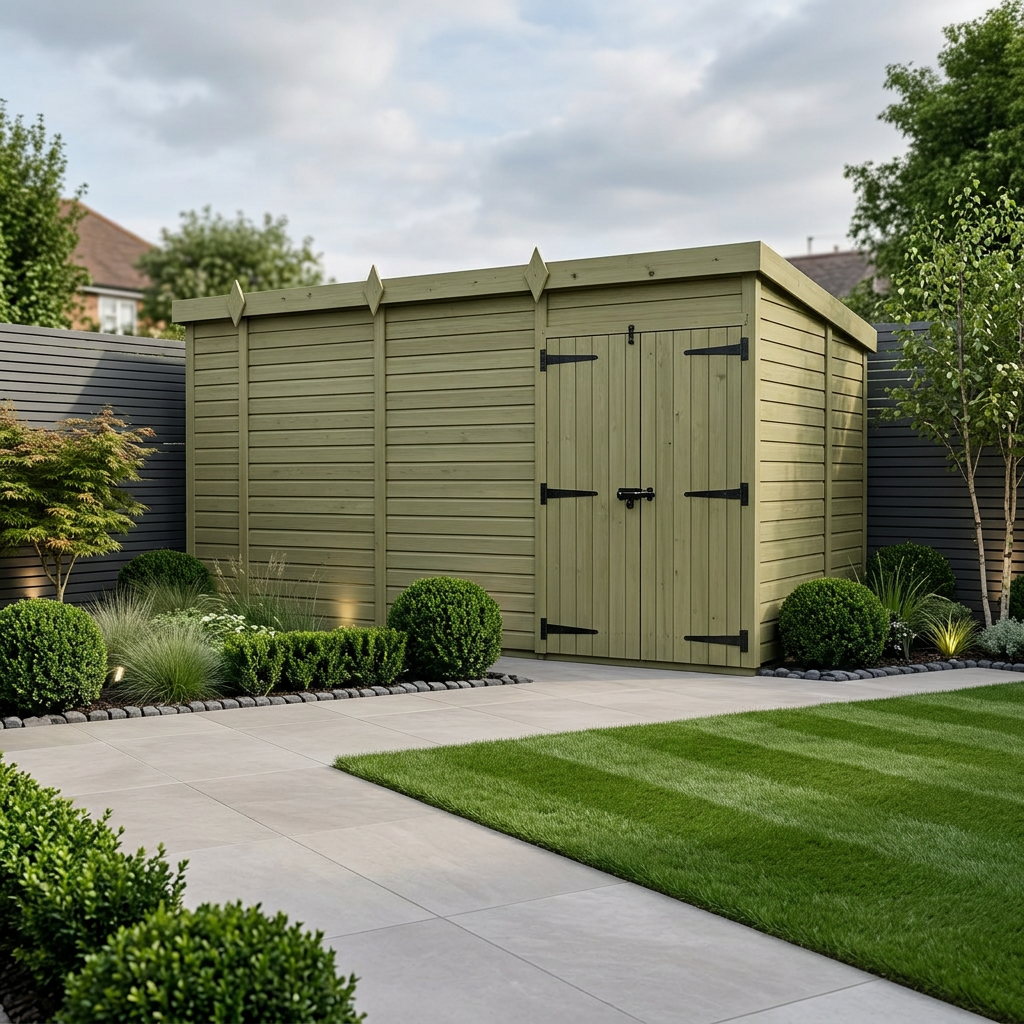 15 x 7 Pent Shed (Double Door, No Windows)
