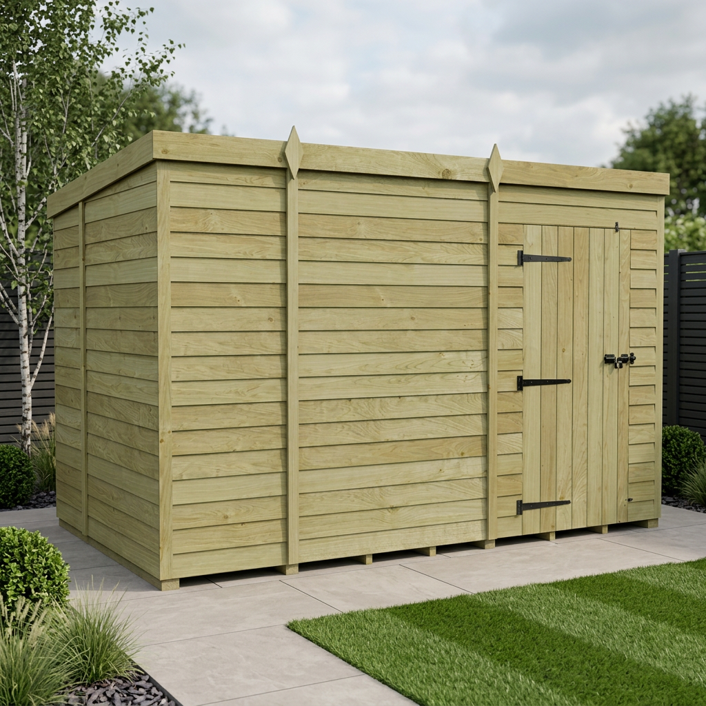 11 x 7 Pent Shed (Single Door, No Windows)