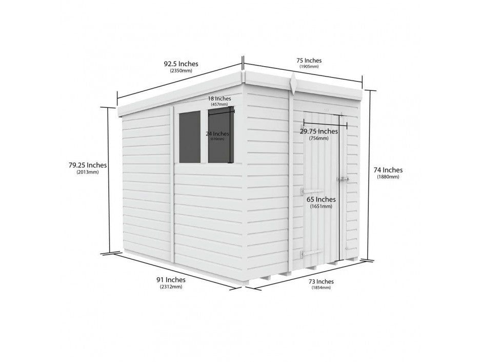 6x8 Pent Composite Shed (Single Door, No Windows)