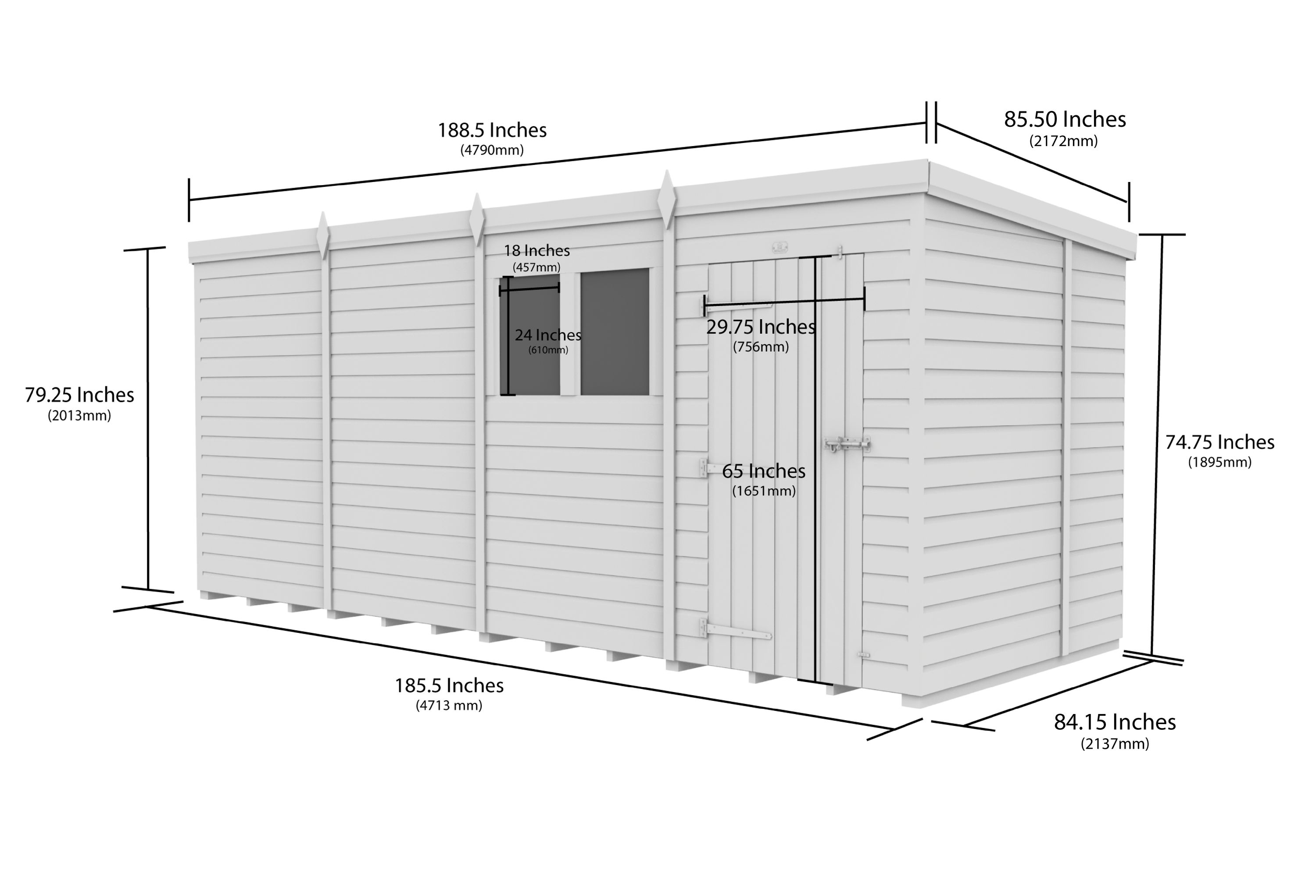16 x 7 Security Pent Shed