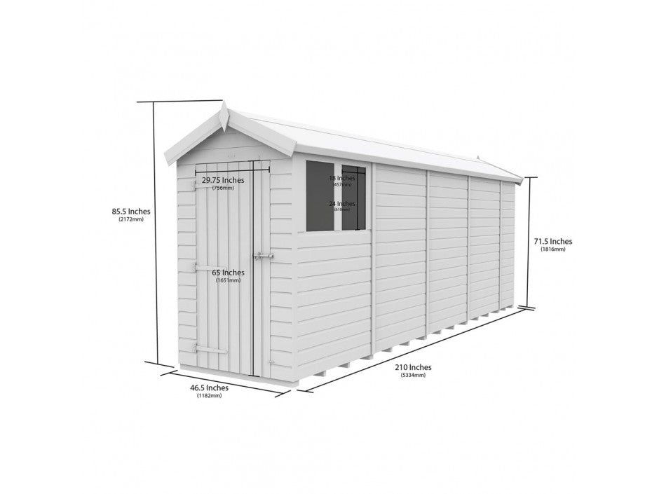 4 x 18 Apex Shed (Single Door, With Windows)