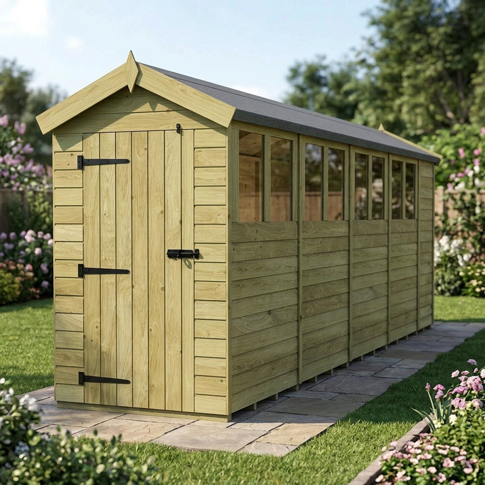 4 x 18 Apex Shed (Single Door, With Windows)