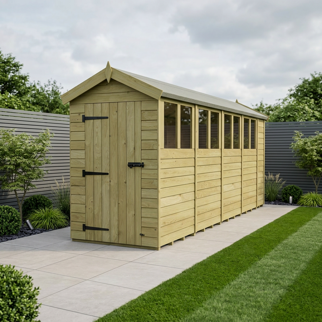 4 x 18 Apex Shed (Single Door, With Windows)