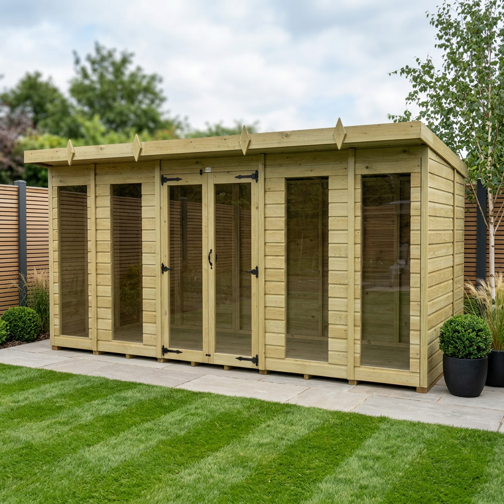 14 x 8 Pent Summer House (Full Height Window)