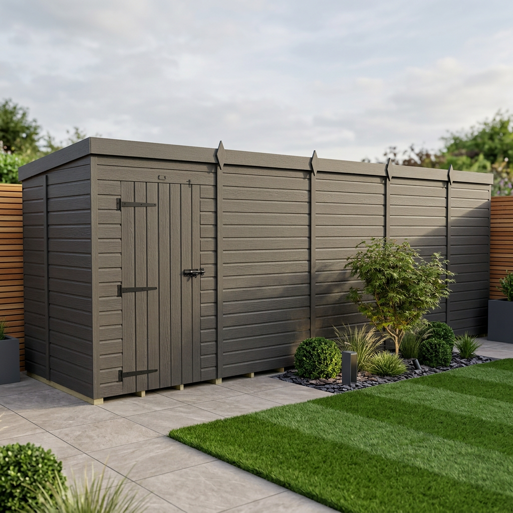 19x5 Pent Composite Shed (Single Door, No Windows)