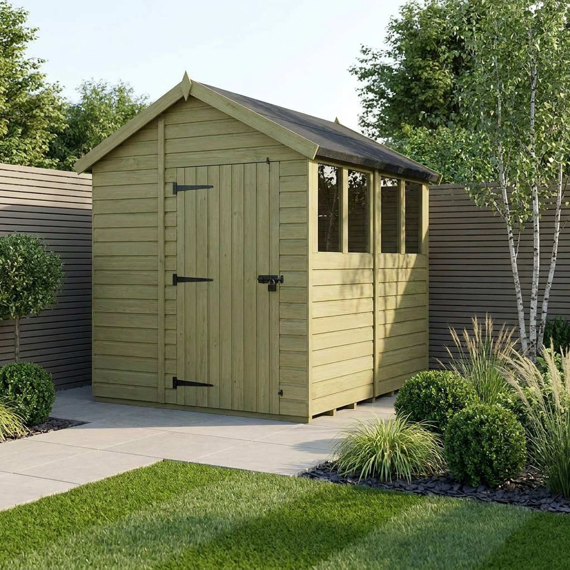 6 x 8 Apex Shed (Single Door, With Windows)