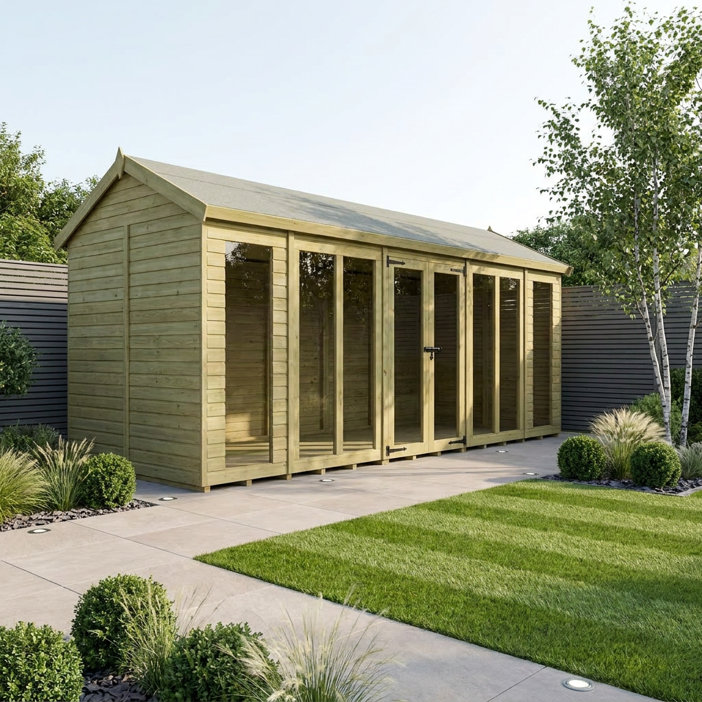 18 x 5 Apex Summer House (Full Height Window)
